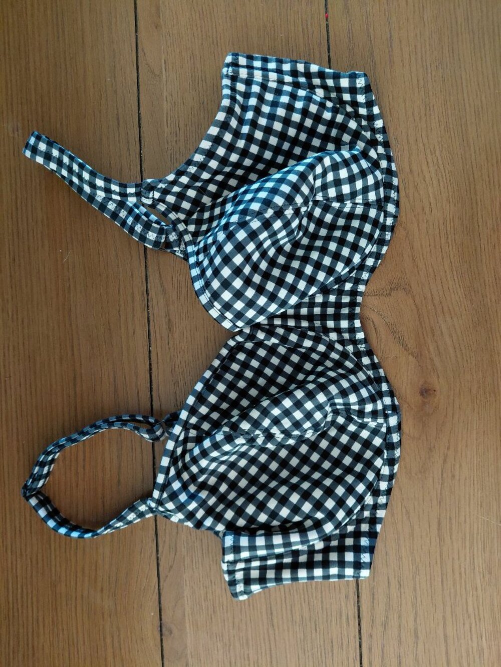 Freya Black White Gingham Bikini Top Underwire 38DDD Cottagecore Summer